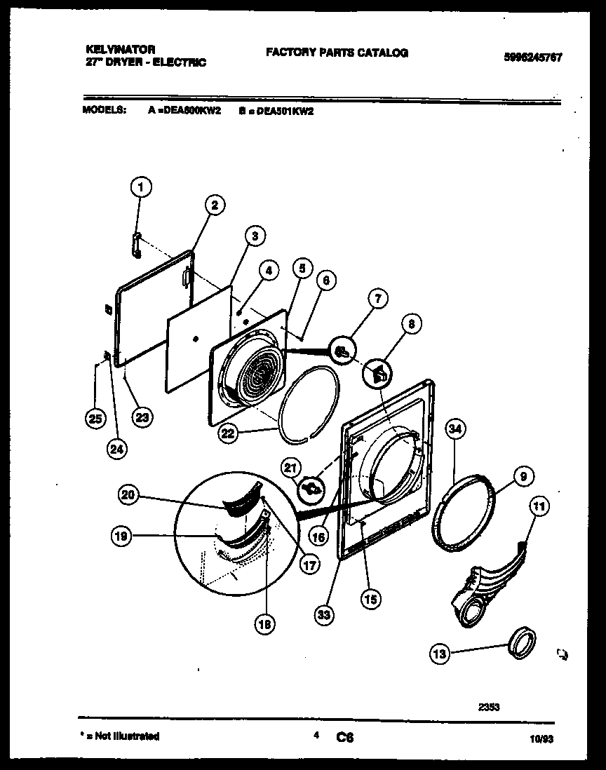 Kelvinator DEA500KW2 door parts diagram