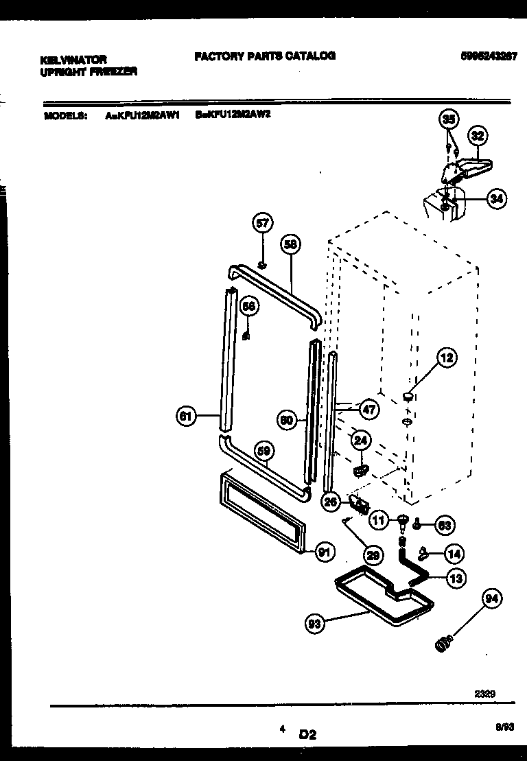 Kelvinator KFU12M2AW2 cabinet parts diagram