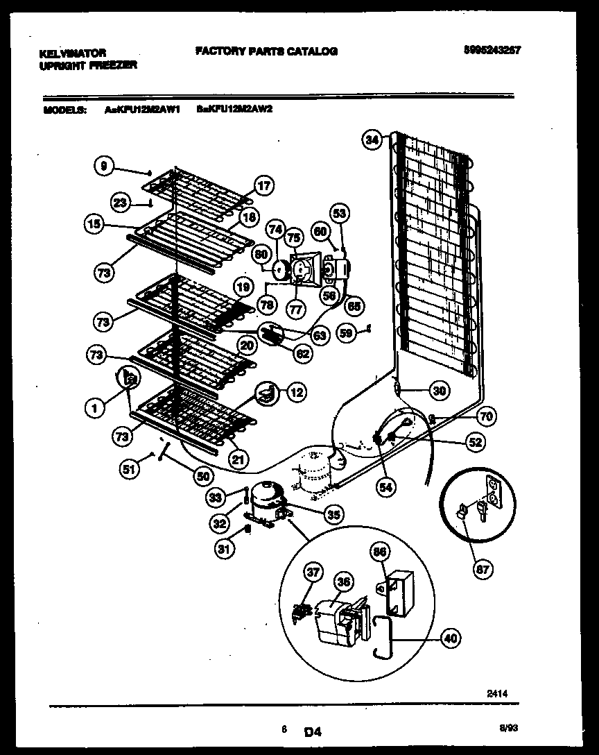 Kelvinator KFU12M2AW2 system and electrical parts diagram
