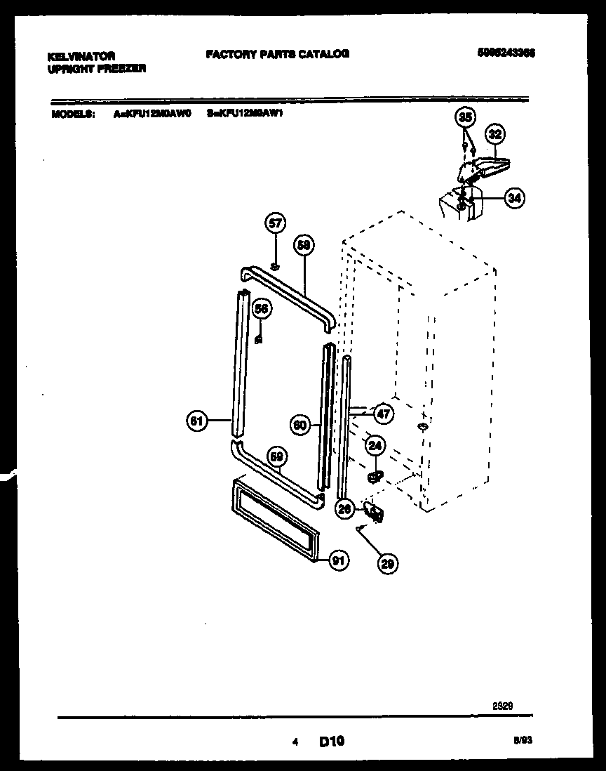 Kelvinator KFU12M0AW1 cabinet parts diagram