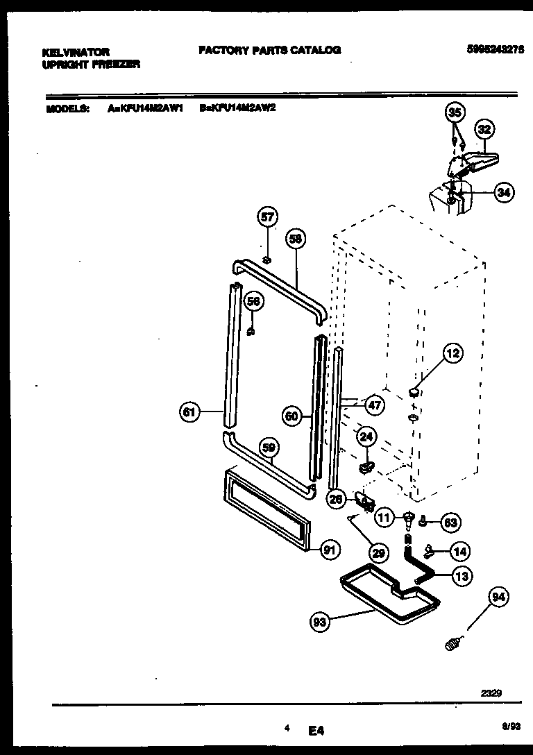 Kelvinator KFU14M2AW1 cabinet parts diagram