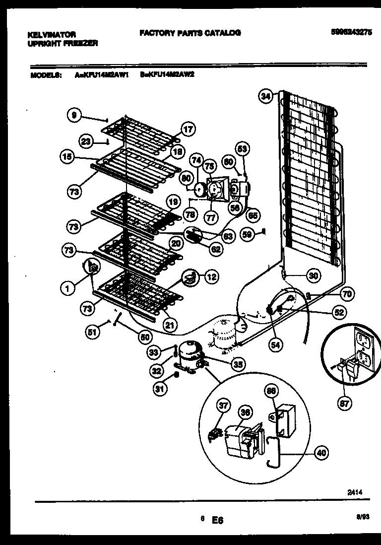 Kelvinator KFU14M2AW1 system and electrical parts diagram