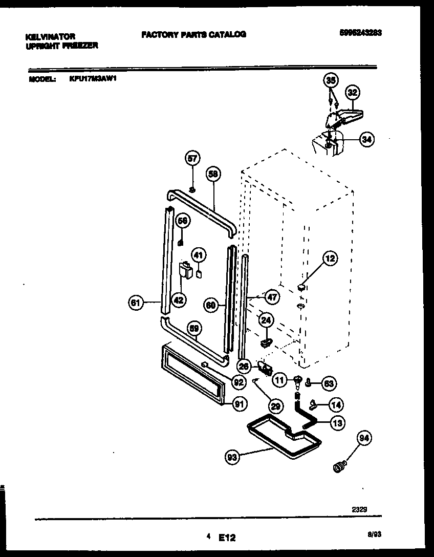 Kelvinator KFU17M3AW1 cabinet parts diagram