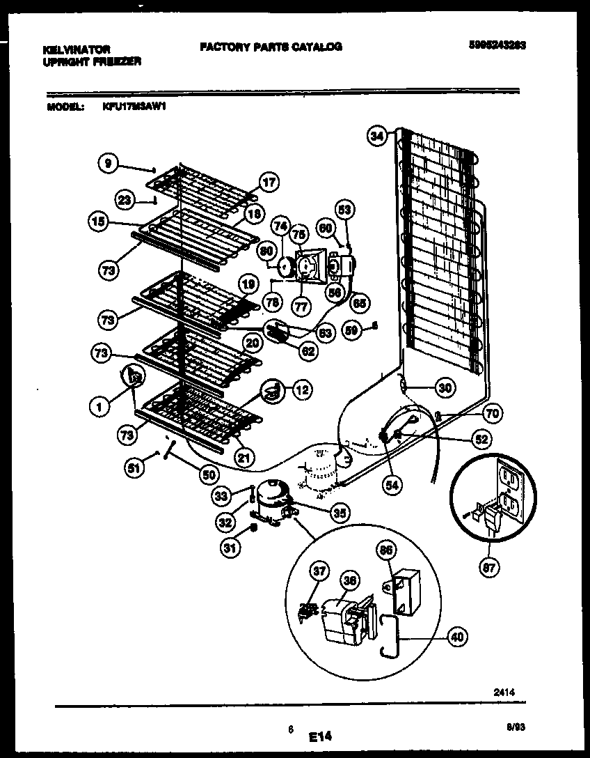 Kelvinator KFU17M3AW1 system and electrical parts diagram