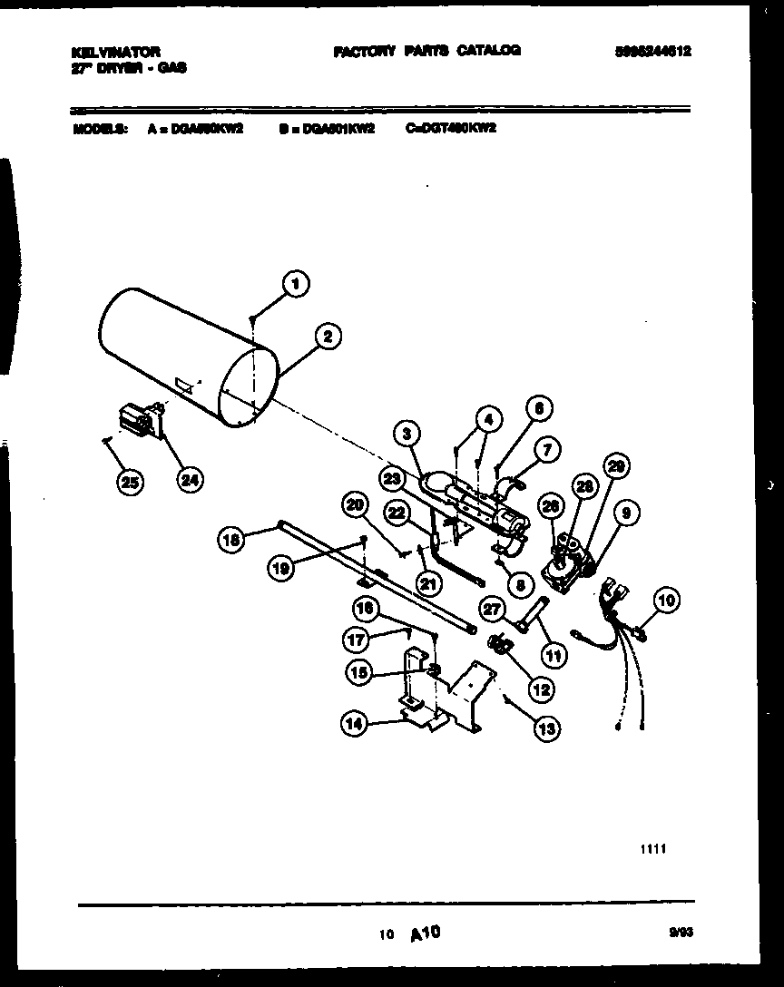 Kelvinator DGT400KW2 burner, igniter and valve diagram