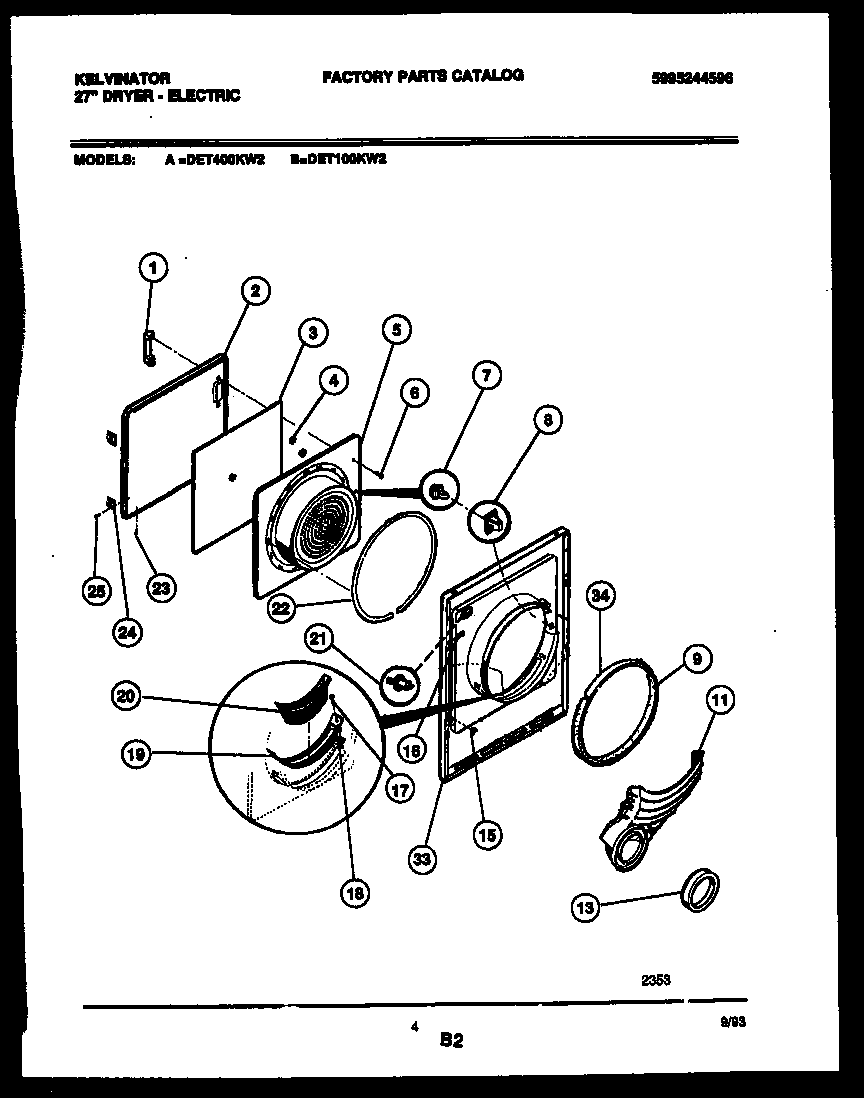 Kelvinator DET100KW2 door parts diagram