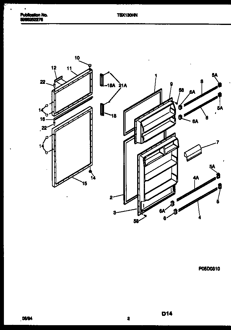 Kelvinator TSX130HN2D door parts diagram