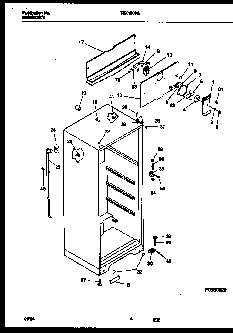 Kelvinator TSX130HN2D cabinet parts diagram