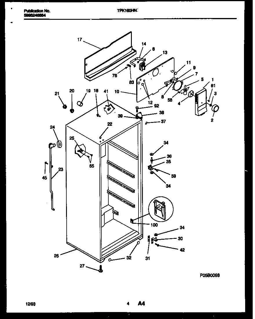 Kelvinator TPK160HN3W cabinet parts diagram