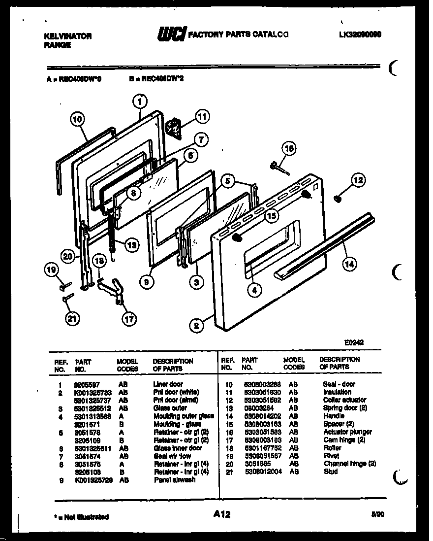 Kelvinator REC406DW0 door parts diagram