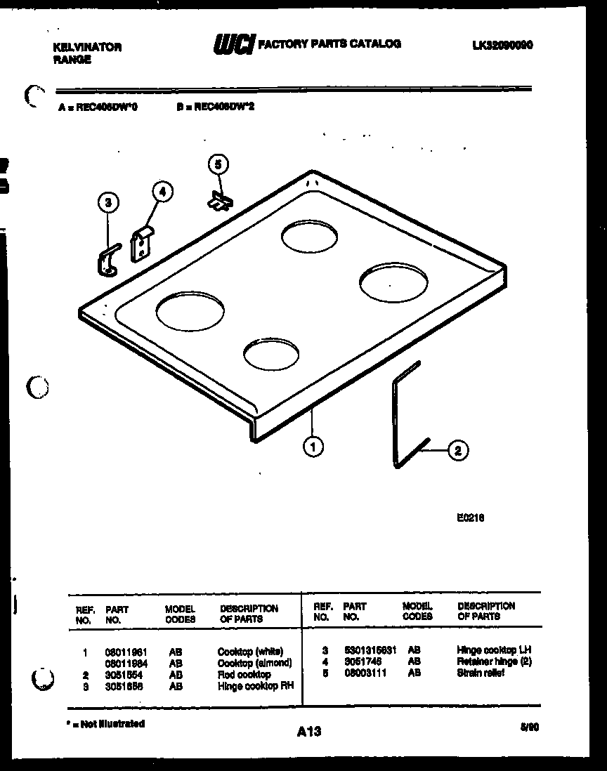 Kelvinator REC406DW0 cooktop parts diagram