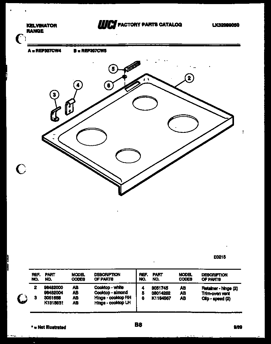 Kelvinator REP307CW4 cooktop parts diagram