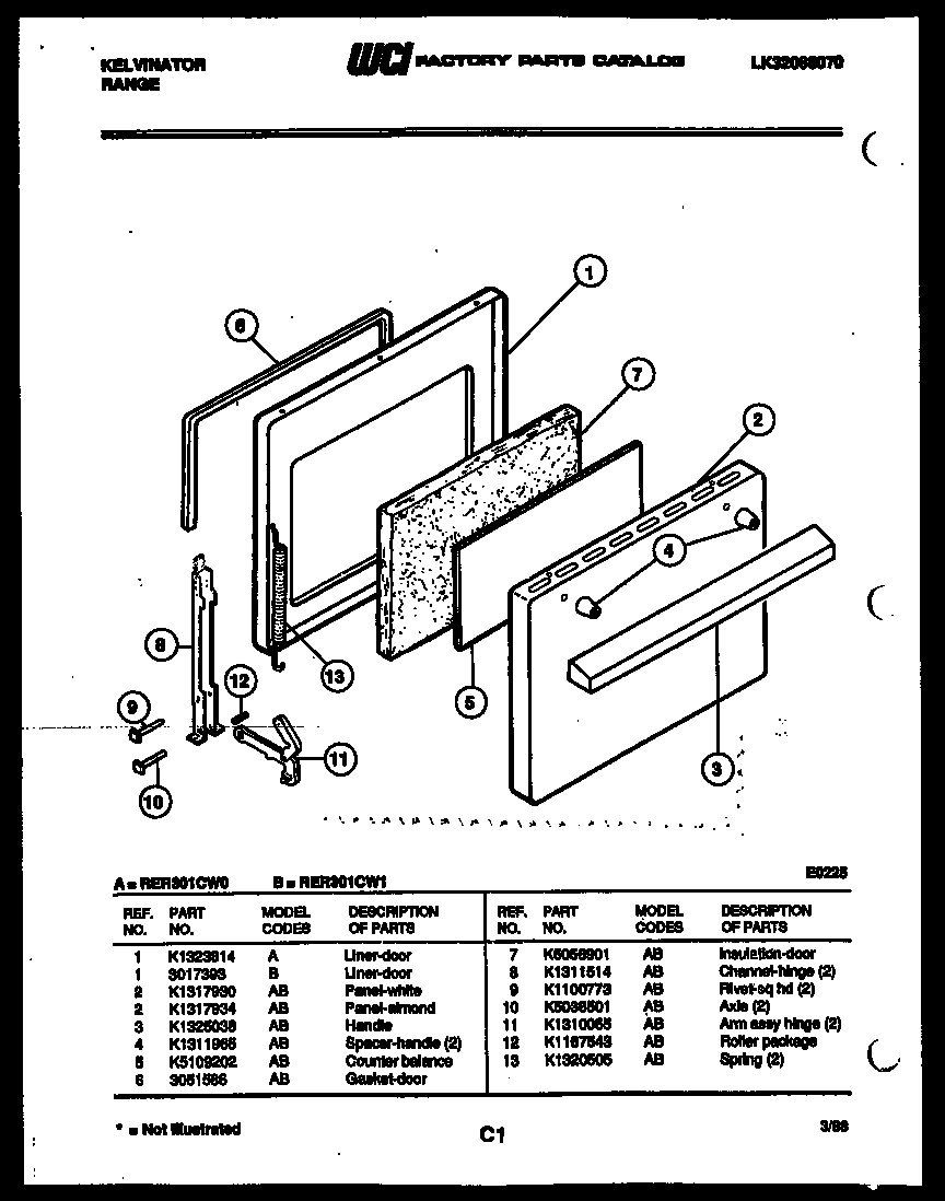 Kelvinator RER301CD1 door parts diagram