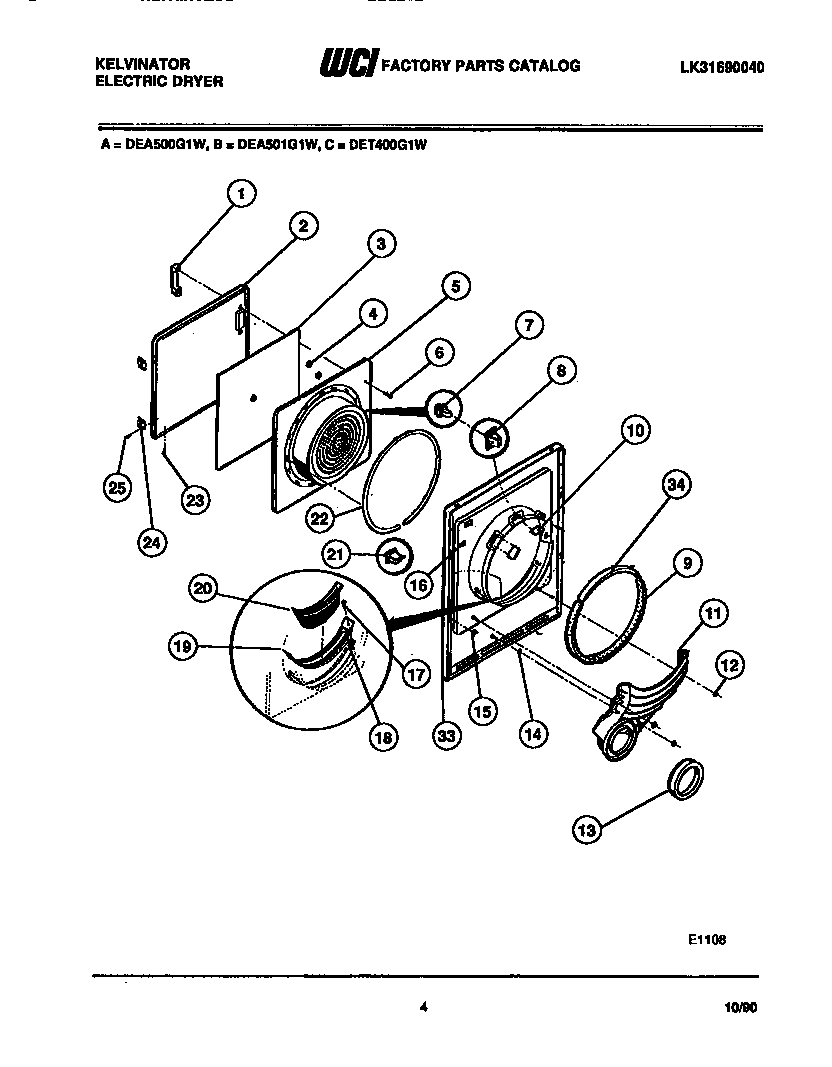 Kelvinator DET400G1D door parts diagram