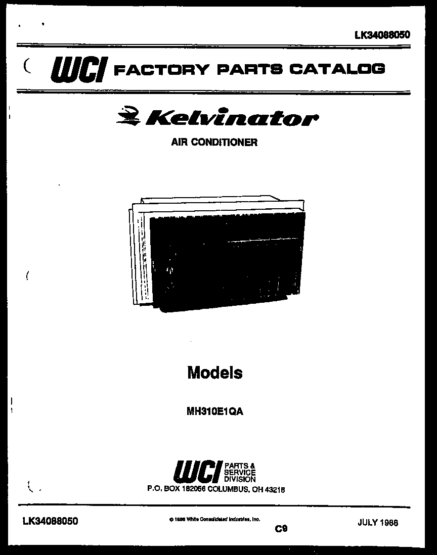 Kelvinator MH310E1QA front cover/text only diagram