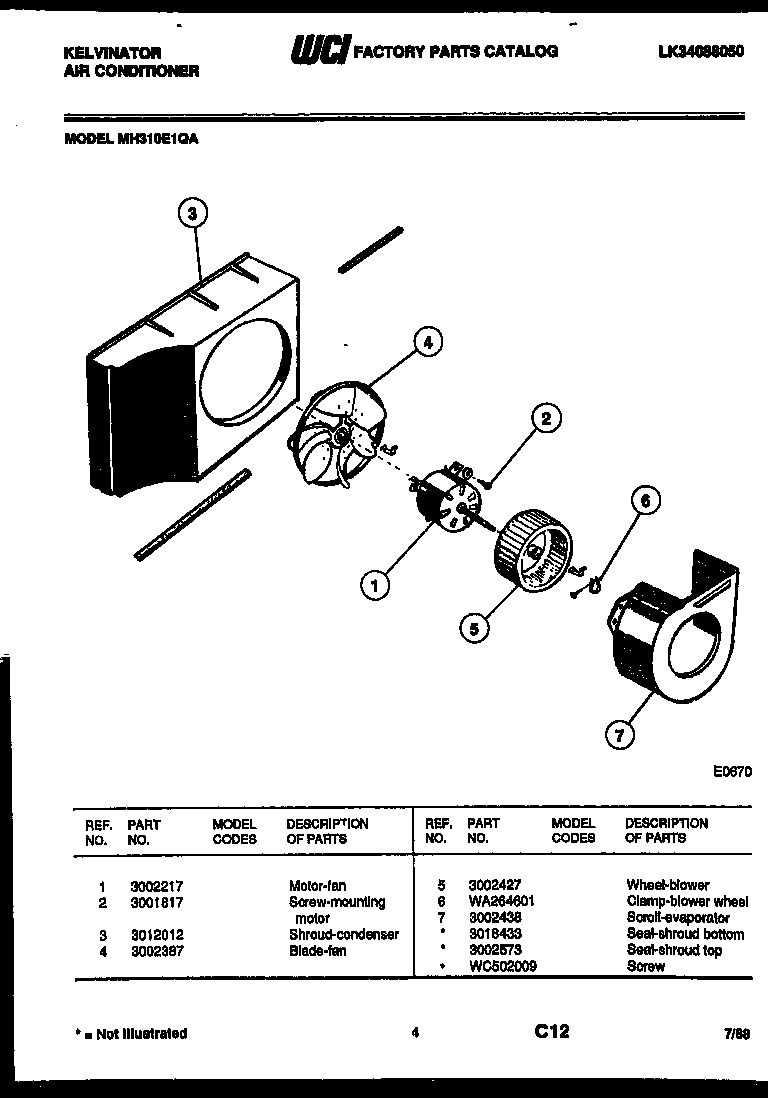 Kelvinator MH310E1QA air handling parts diagram