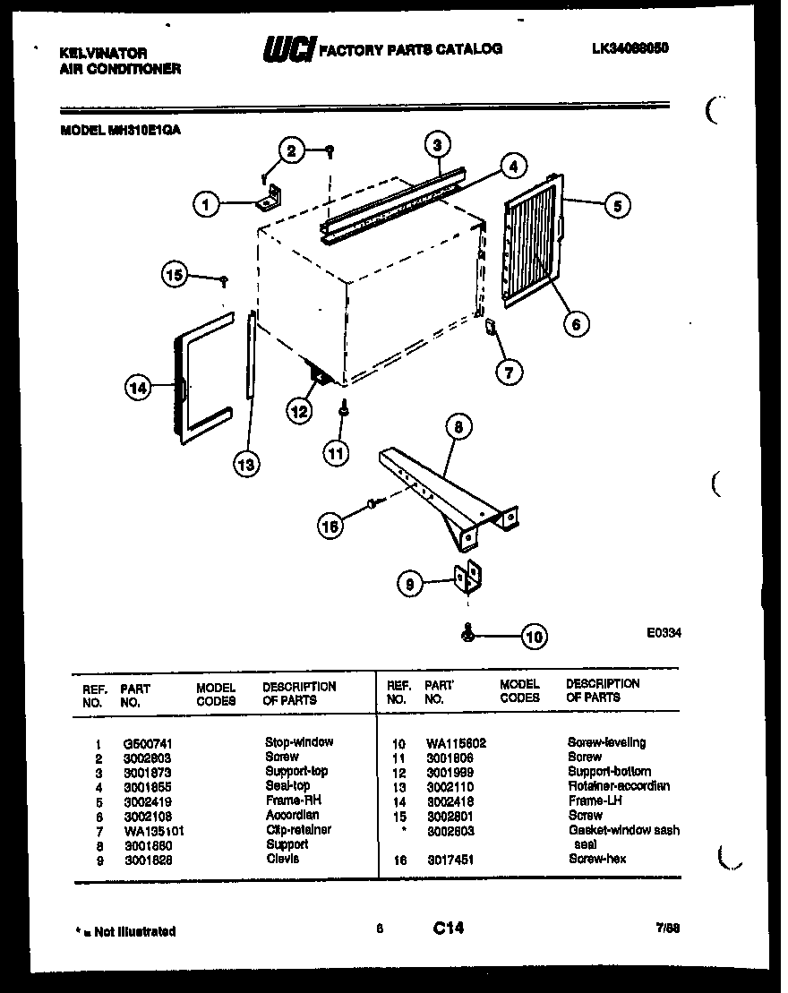 Kelvinator MH310E1QA cabinet and installation parts diagram