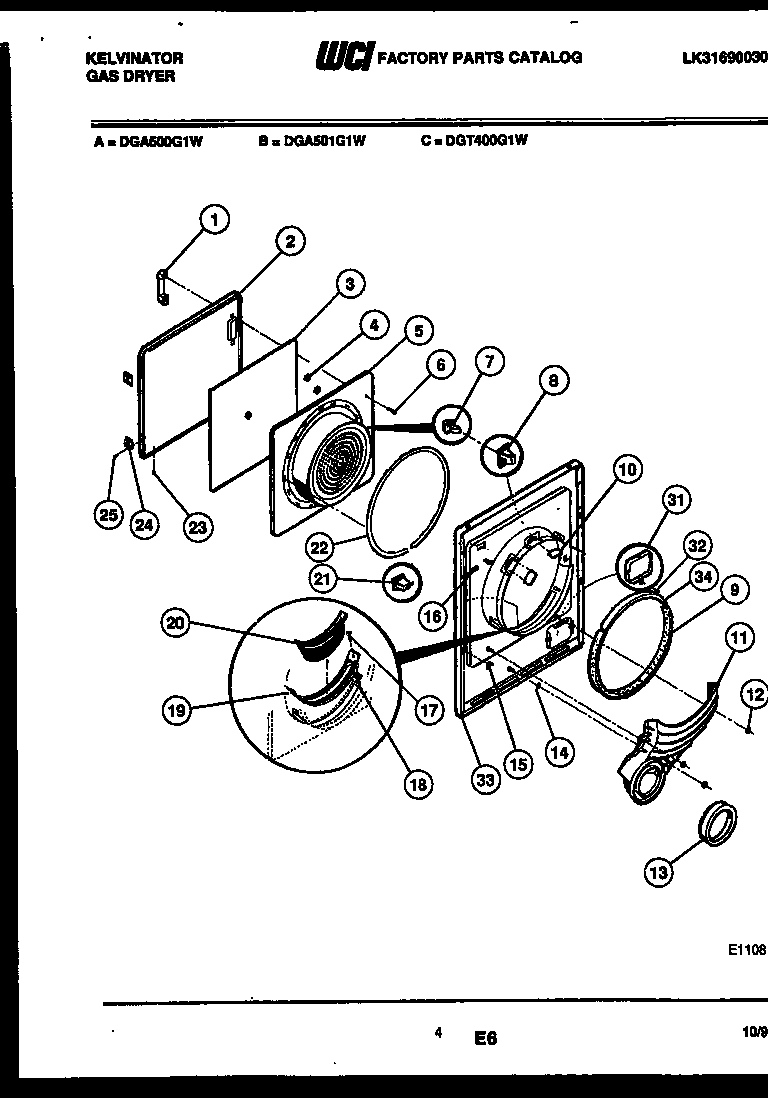 Kelvinator DGA500G1J door parts diagram