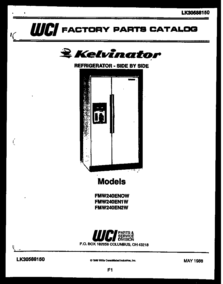 Kelvinator FMW240ENOJ cover page diagram