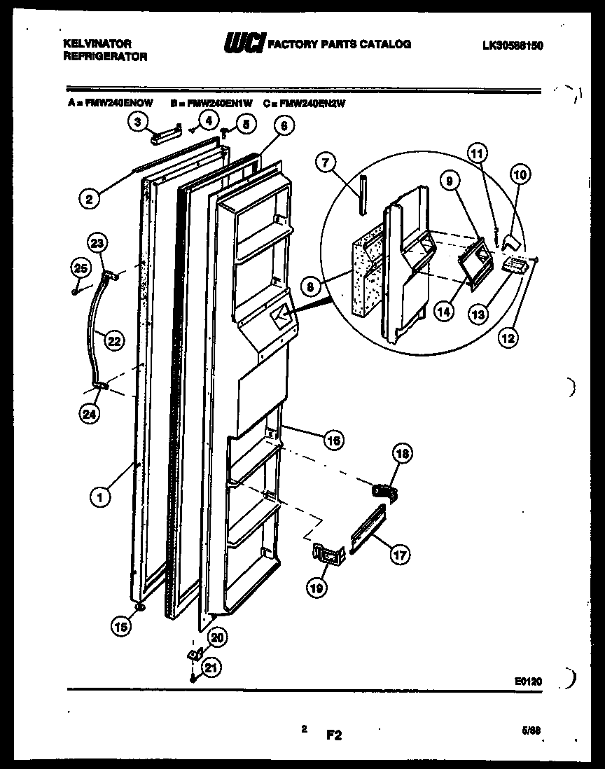 Kelvinator FMW240ENOJ freezer door parts diagram