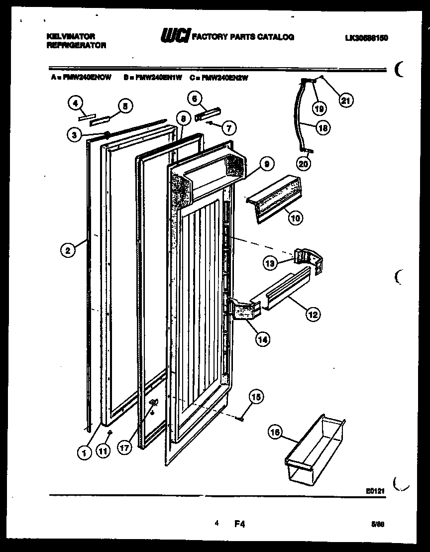 Kelvinator FMW240ENOJ refrigerator door parts diagram