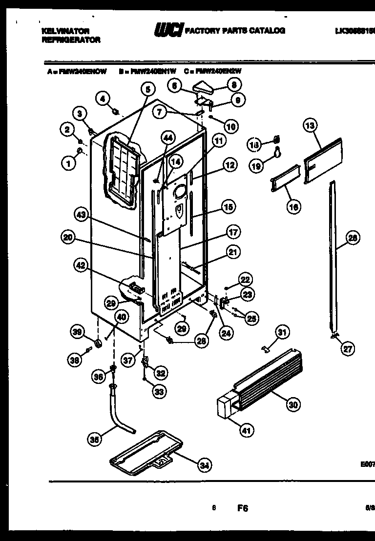 Kelvinator FMW240ENOJ cabinet parts diagram