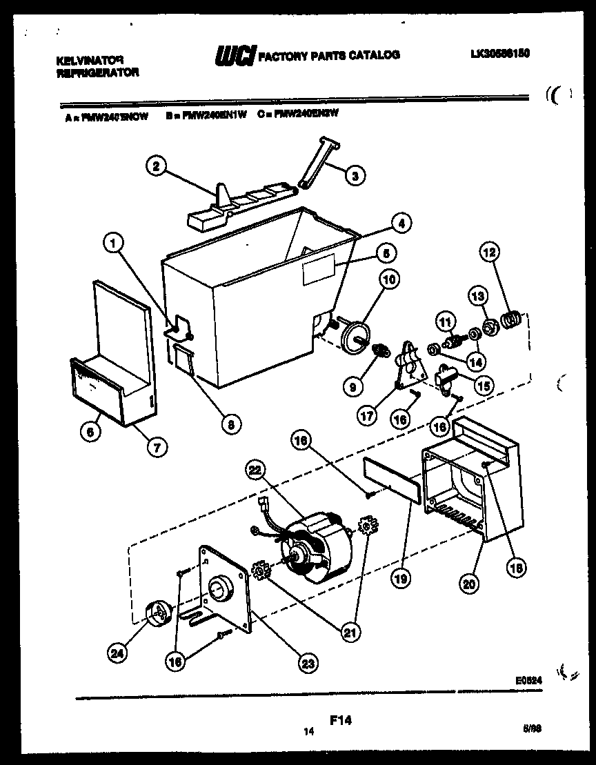 Kelvinator FMW240ENOJ ice dispenser diagram