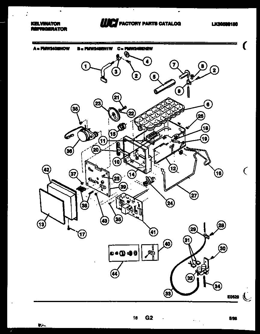 Kelvinator FMW240ENOJ ice maker parts diagram
