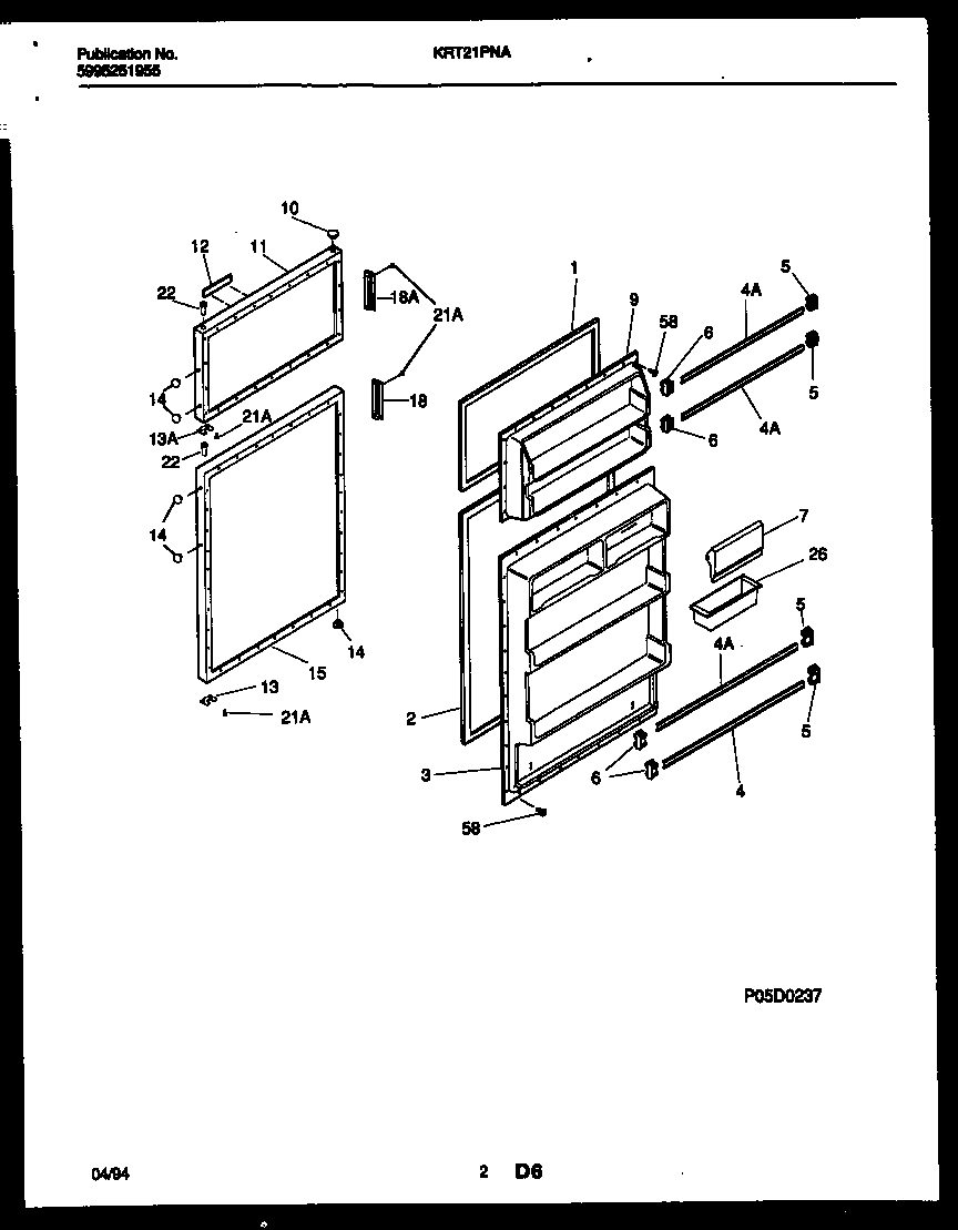 Kelvinator KRT21PNAD0 door parts diagram