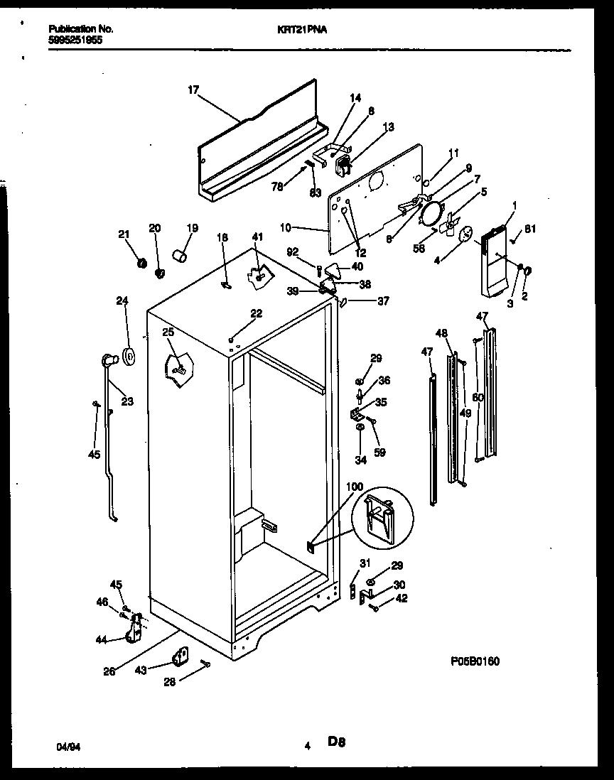 Kelvinator KRT21PNAD0 cabinet parts diagram