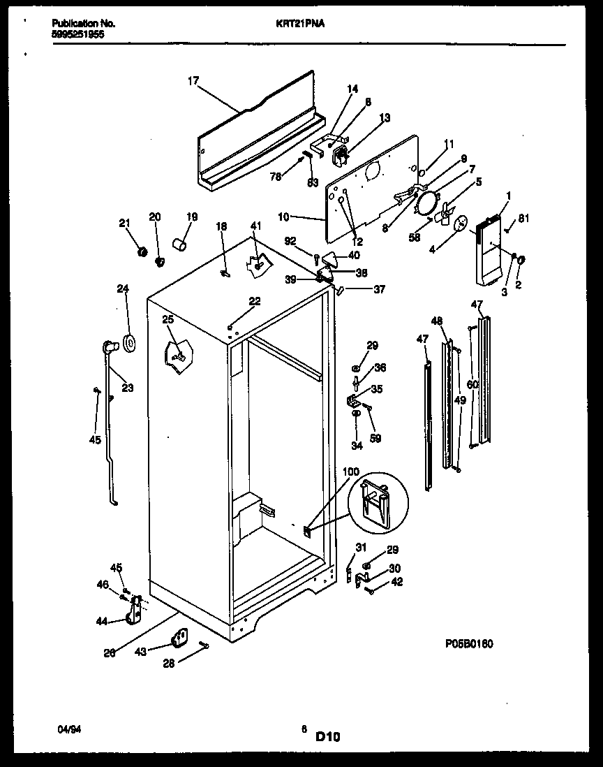 Kelvinator KRT21PNAD0 cabinet parts diagram