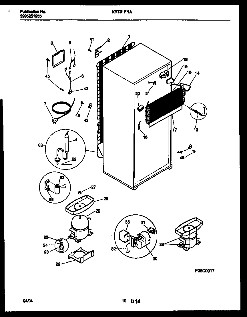 Kelvinator KRT21PNAD0 system and automatic defrost parts diagram