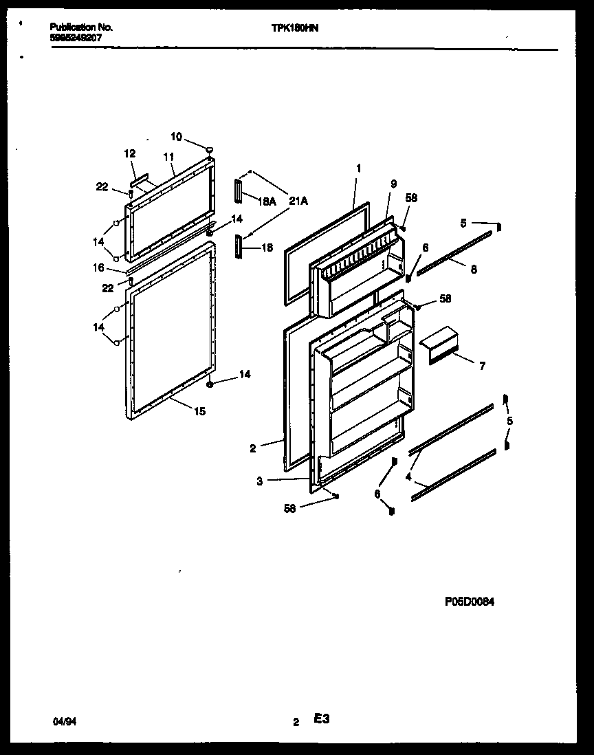 Kelvinator TPK180HN3T door parts diagram