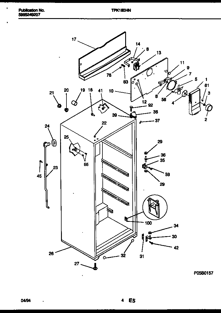 Kelvinator TPK180HN3T cabinet parts diagram