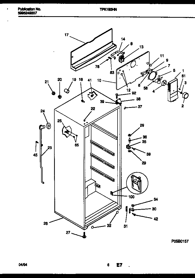 Kelvinator TPK180HN3T cabinet parts diagram