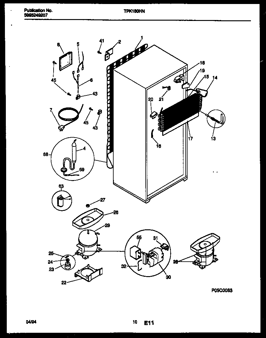 Kelvinator TPK180HN3T system and automatic defrost parts diagram
