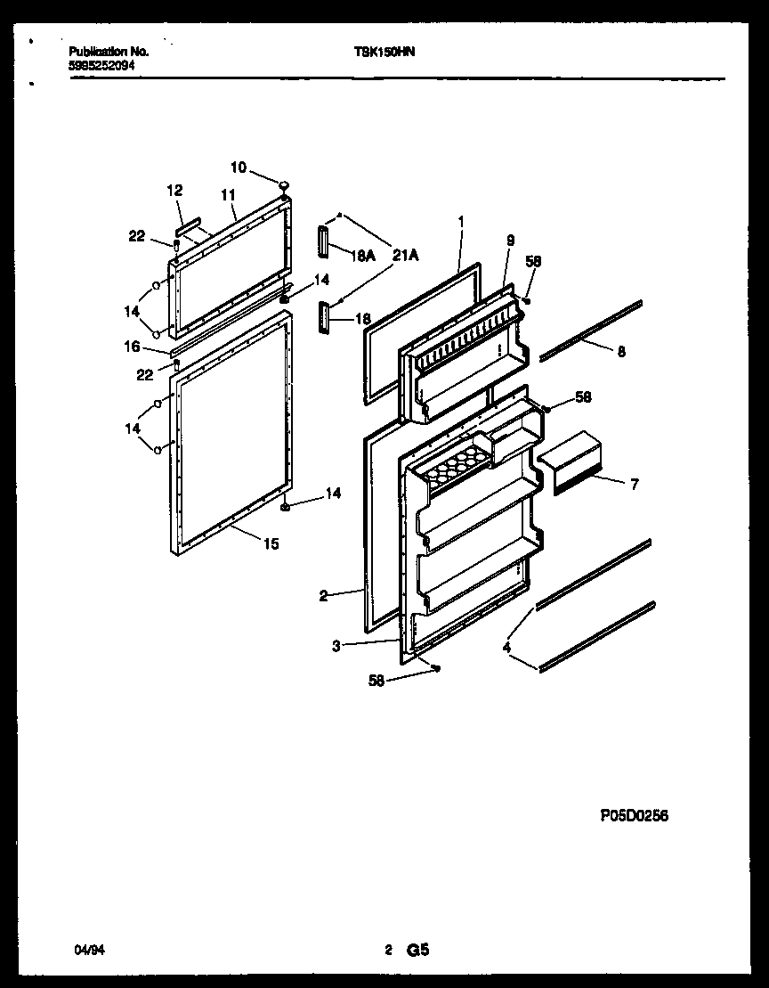 Kelvinator TSK150HN3D door parts diagram