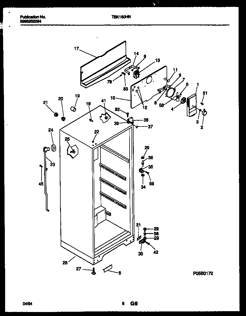 Kelvinator TSK150HN3D cabinet parts diagram