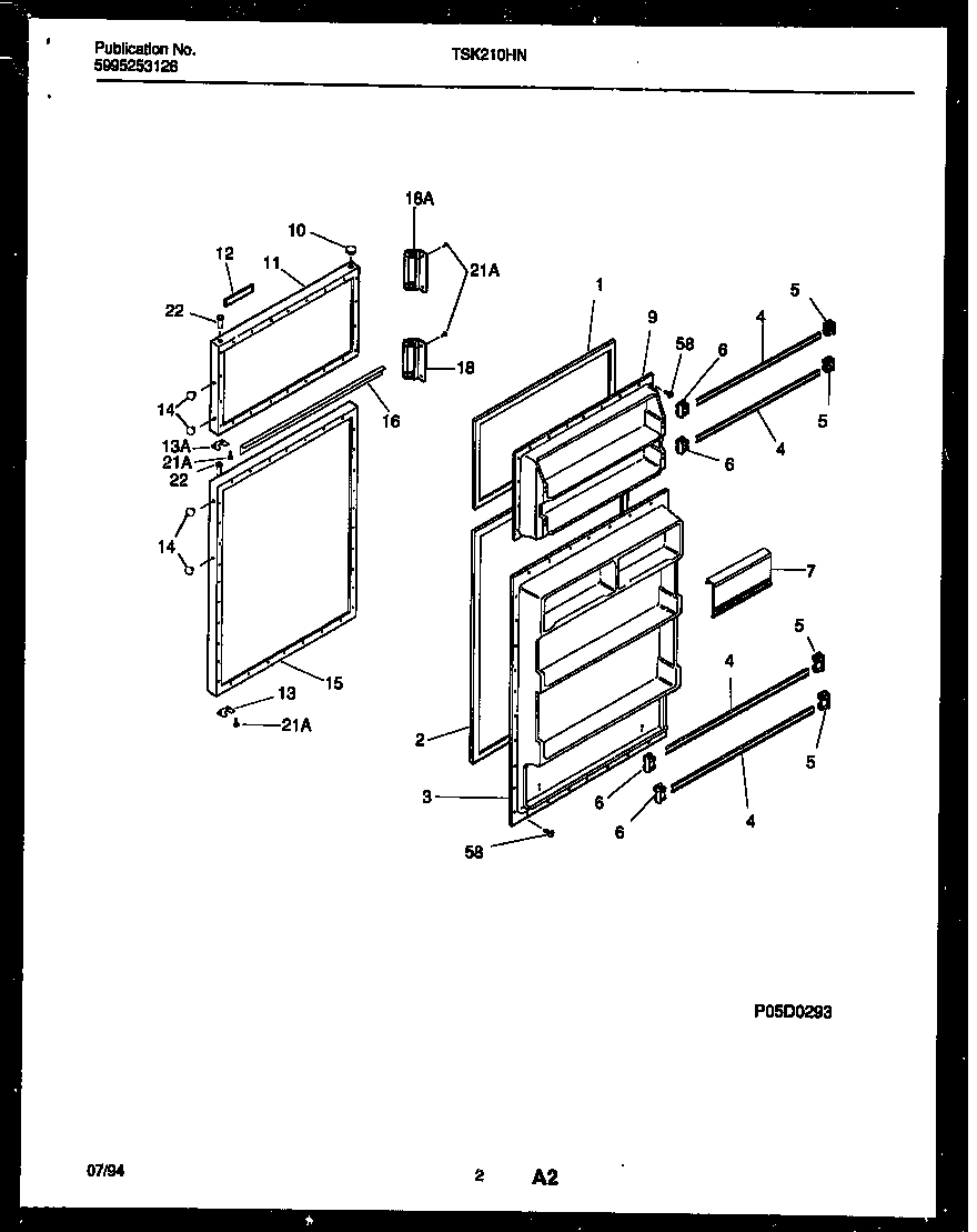 Kelvinator TSK210HN1D door parts diagram