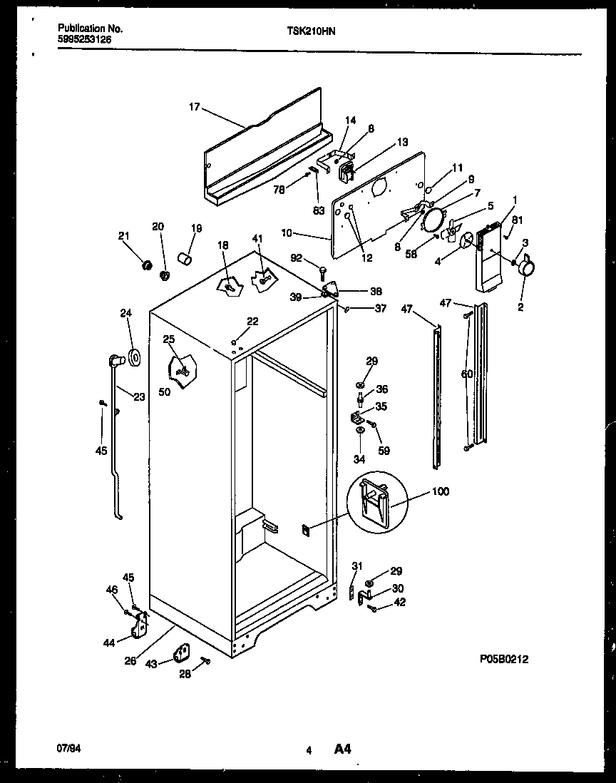 Kelvinator TSK210HN1D cabinet parts diagram