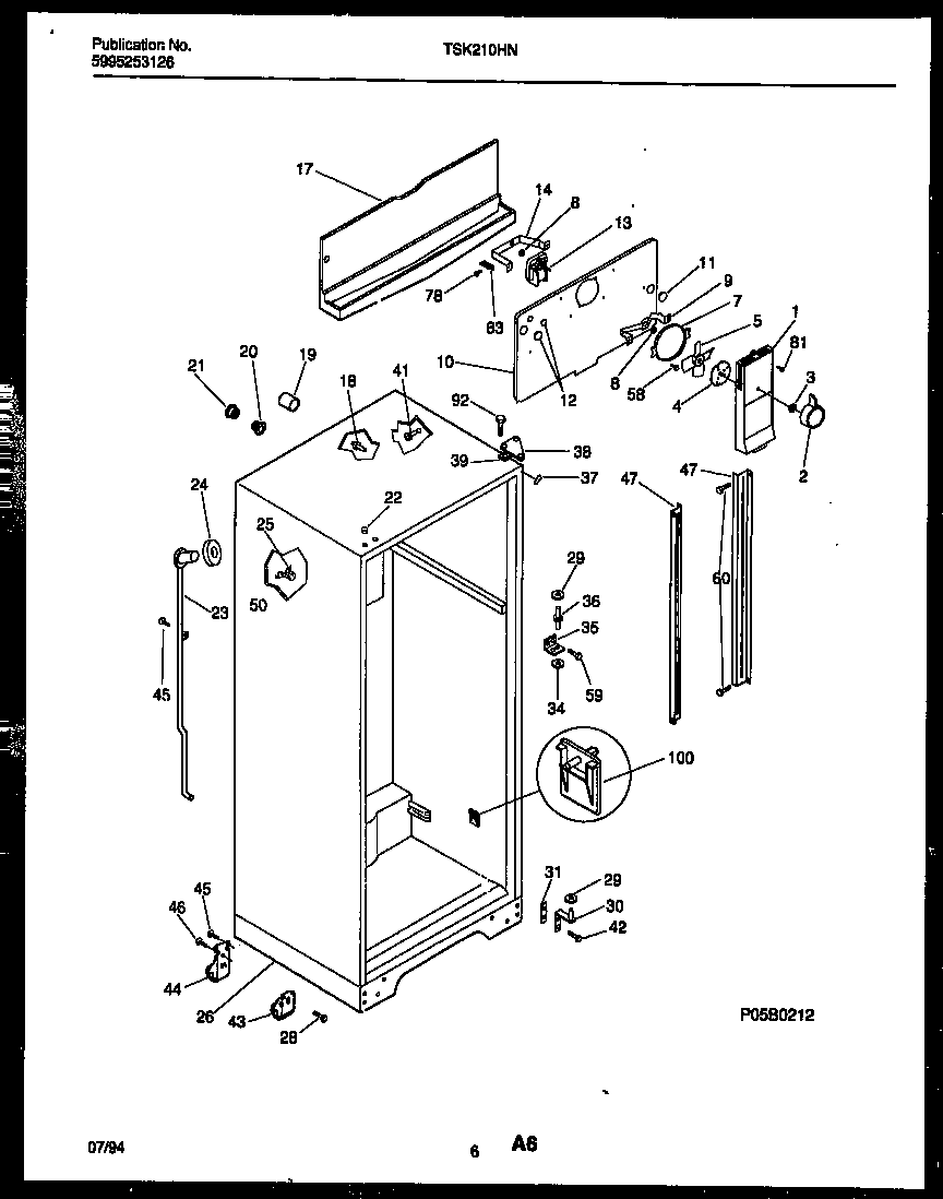 Kelvinator TSK210HN1D cabinet parts diagram