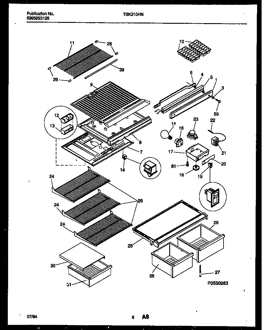 Kelvinator TSK210HN1D shelves and supports diagram