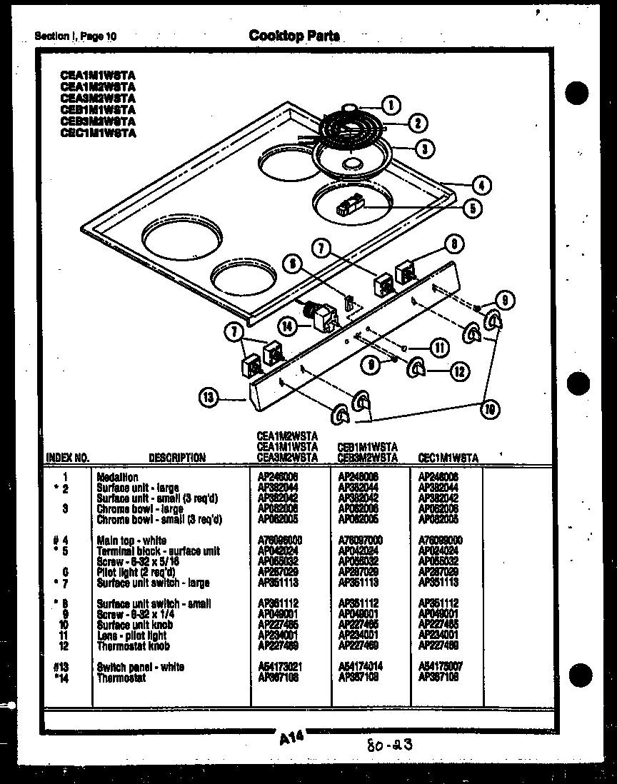 Gibson CEA3M2WSTB cooktop parts diagram
