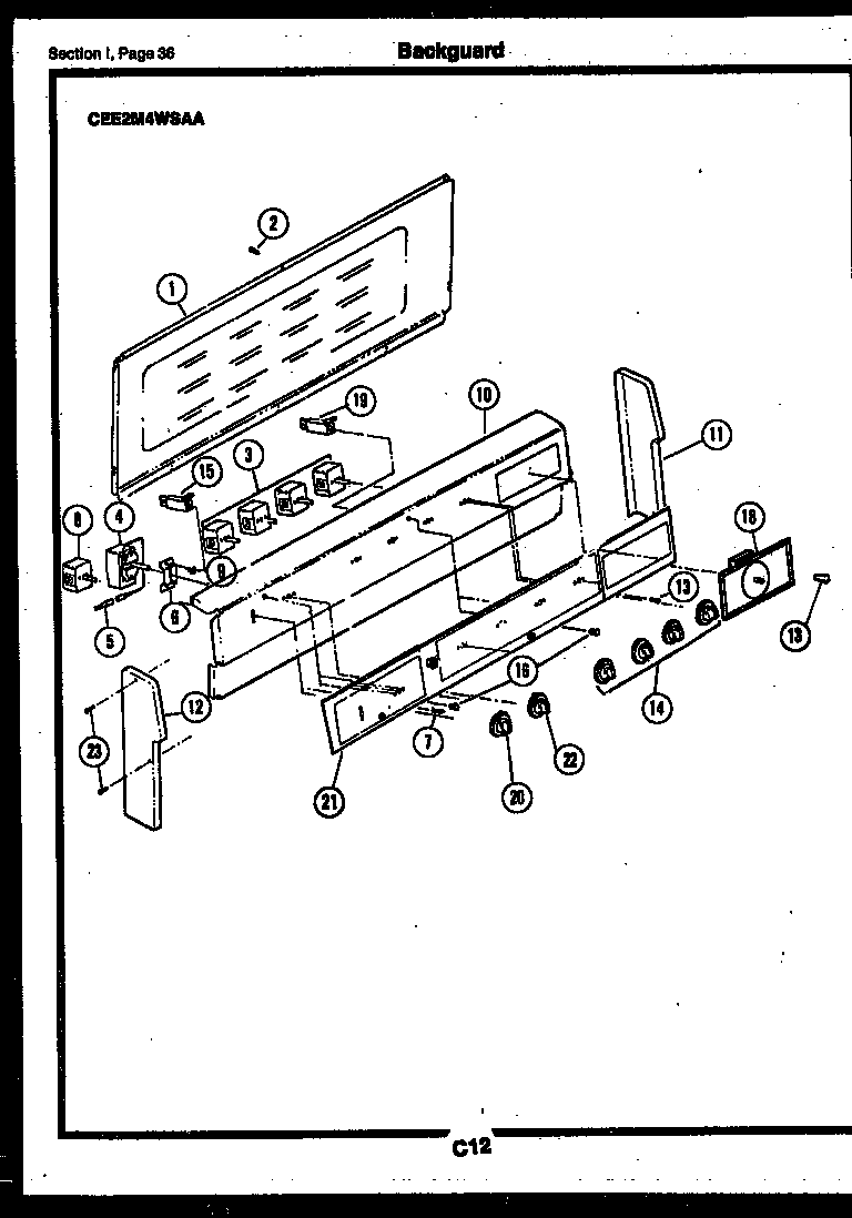 Gibson CEA3M2WSTB backguard diagram