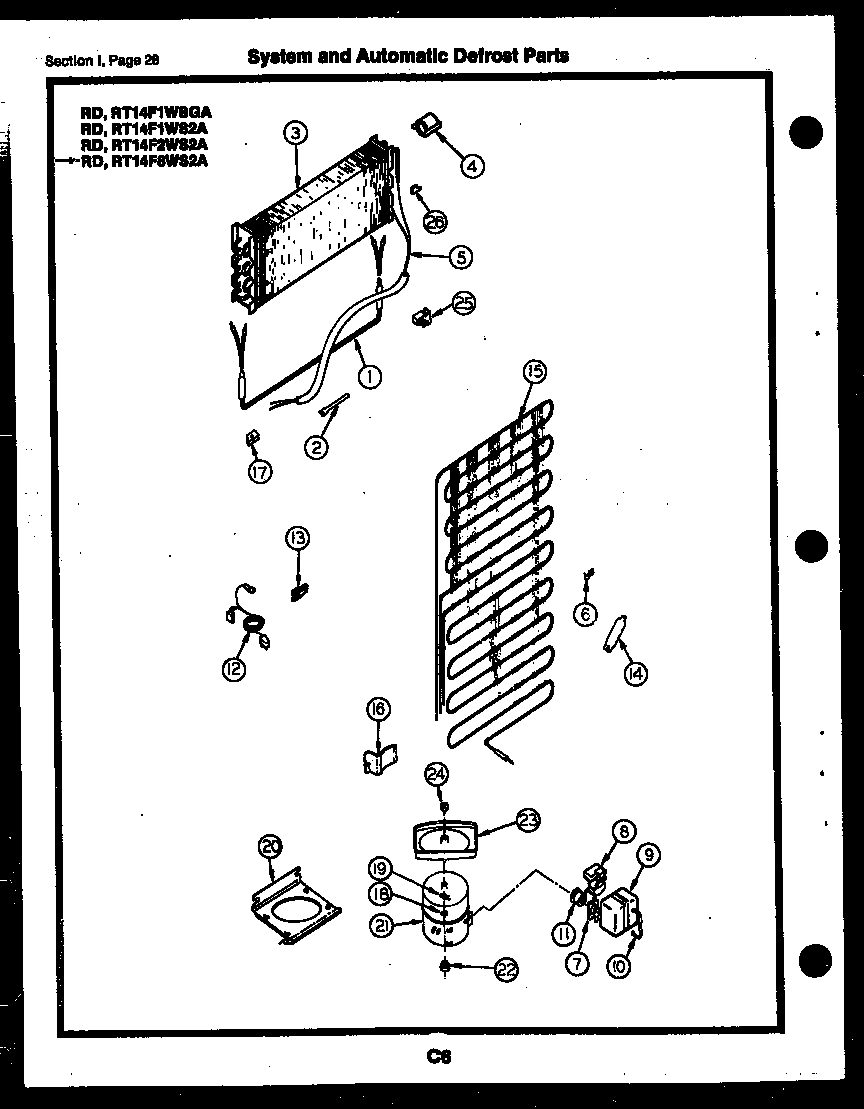 Gibson RD17F6WSGA system and automatic defrost parts diagram