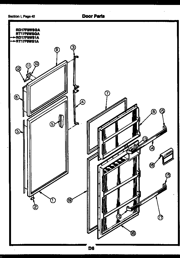 Gibson RD17F6WSGA door parts diagram