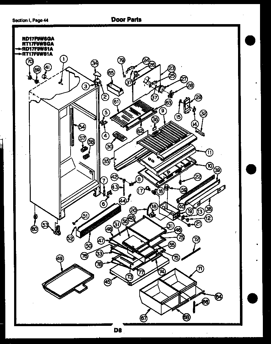 Gibson RD17F6WSGA door parts diagram