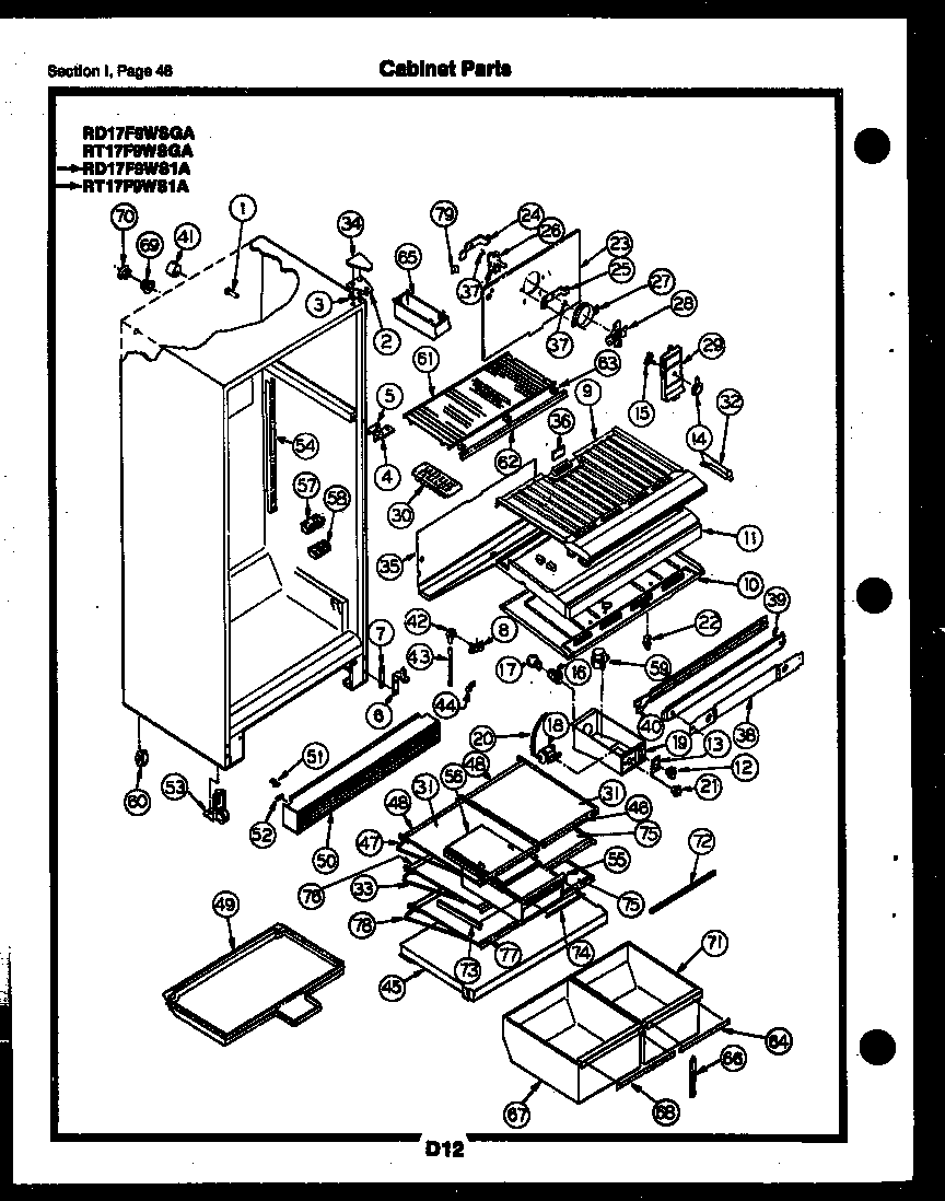 Gibson RD17F6WSGA cabinet parts diagram