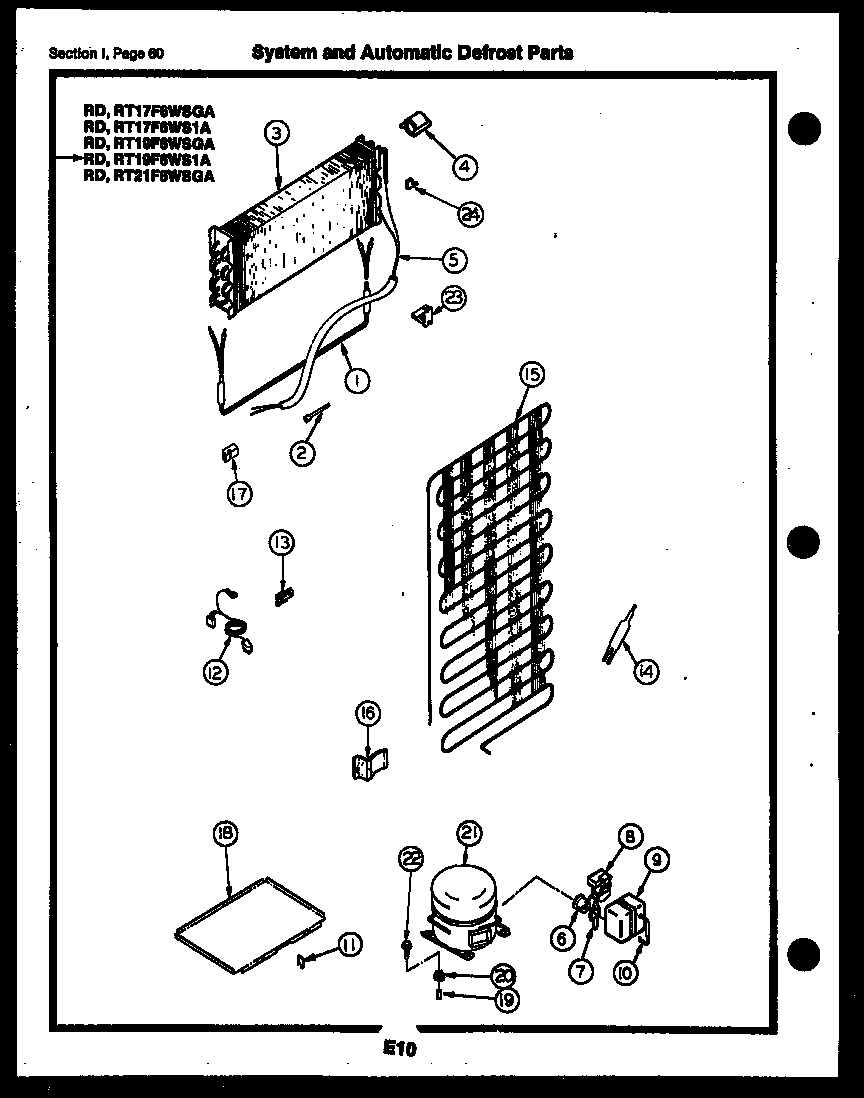 Gibson RD17F6WSGA system and automatic defrost parts diagram