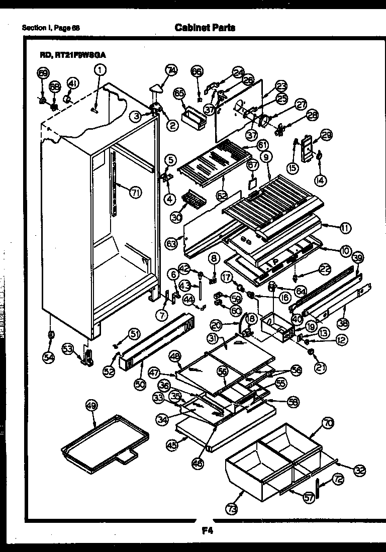 Gibson RD17F6WSGA cabinet parts diagram